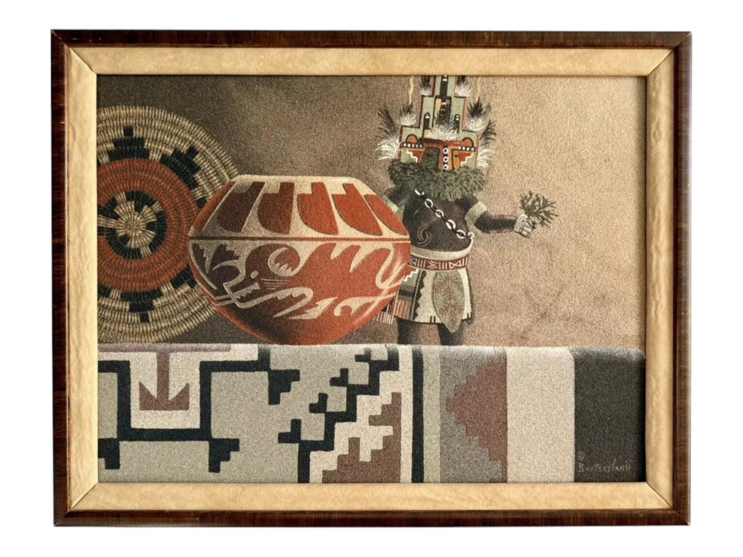 EUGENE BAATSOSLANII JOE ORIGINAL NAVAJO “Hem is Victor” SAND PAINTING ART SIGNED