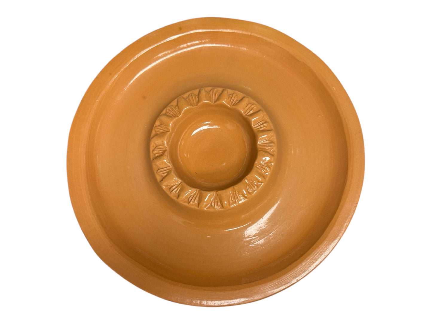 Boston Warehouse 14" Glazed Terra Cotta Chip & Dip Salsa Dish Platter Tray
