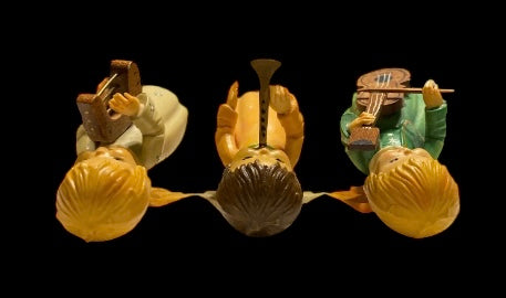 Anri Toriart Set Of 3 Music Angels Italy Vintage Wooden hand carved and painted