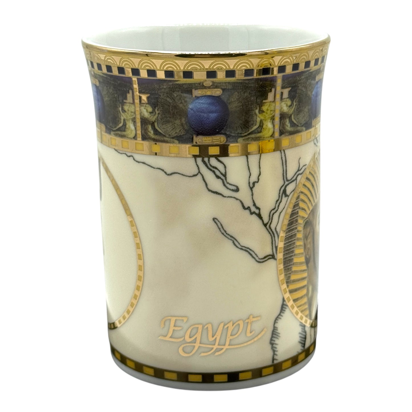 FM Fathy Mahmoud Fine Porcelain Limoges Beige Gold Gilt Egypt Cup Mug Replacement