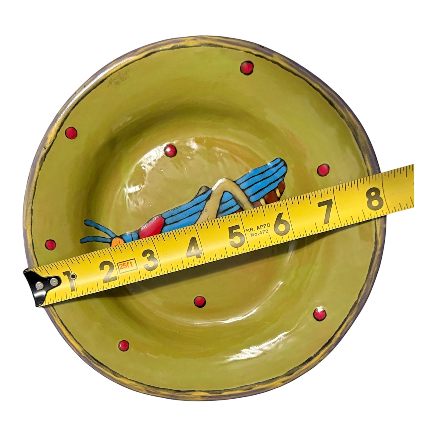 Grasshopper Reed Lehman Pottery Plate 8” Signed 2013 One Of A Kind