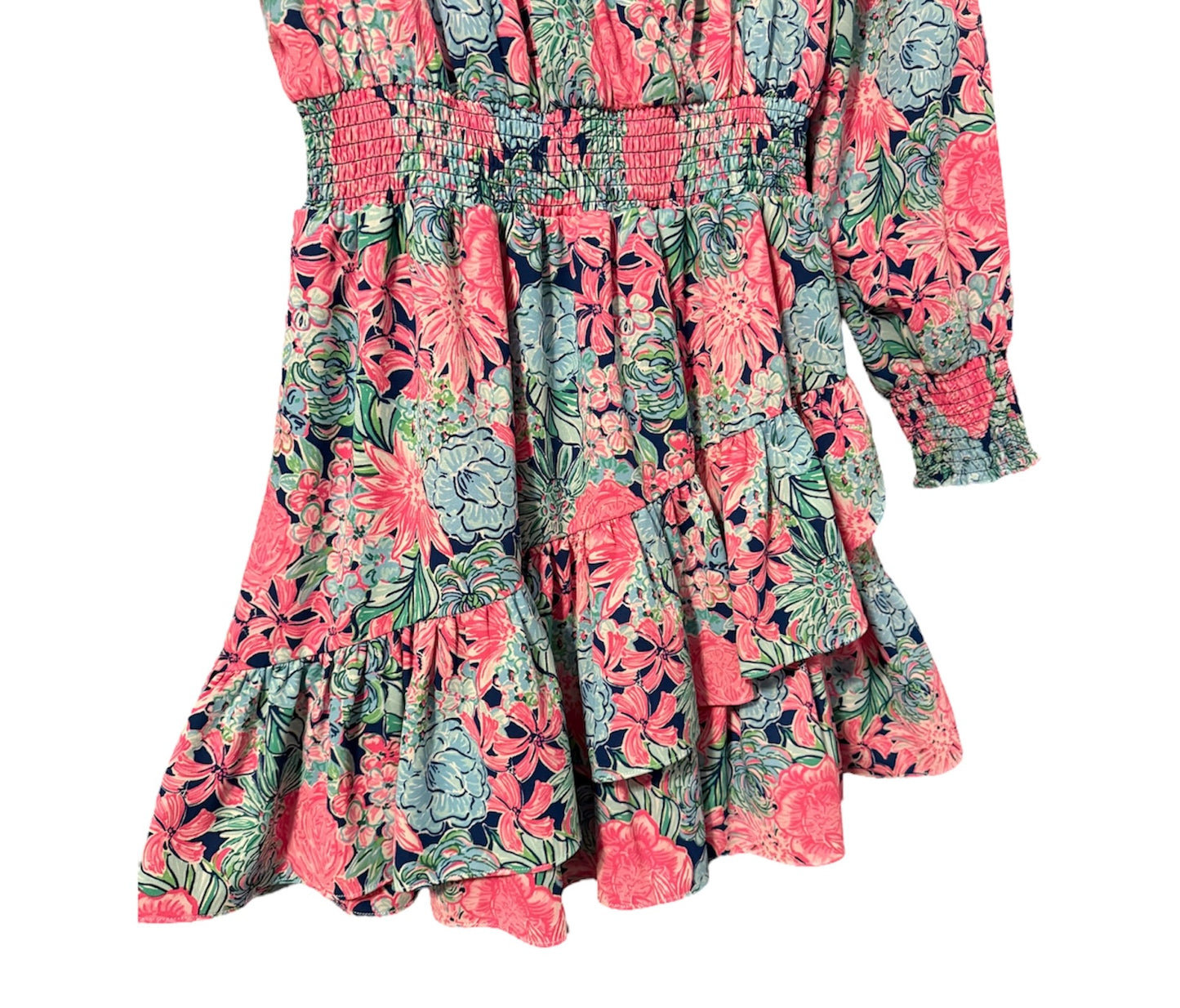 Lilly Pulitzer 12 Womens Cristiana Pink Stretch Long Sleeve Mini Dress