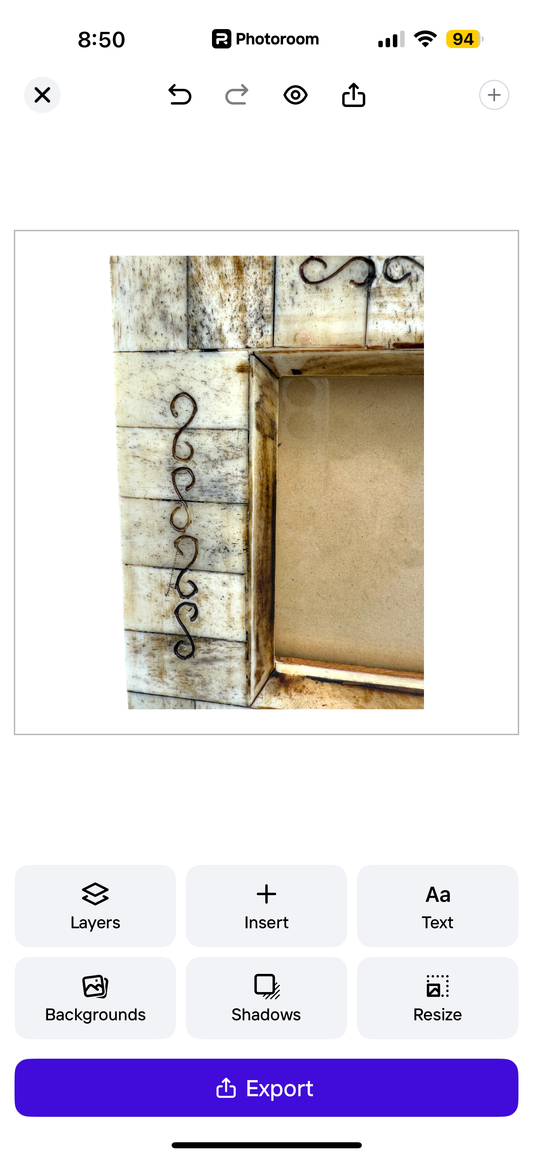 7”x7” Natural Hand Carved Tiled Frame For Use Of 4”x4” Photo Display