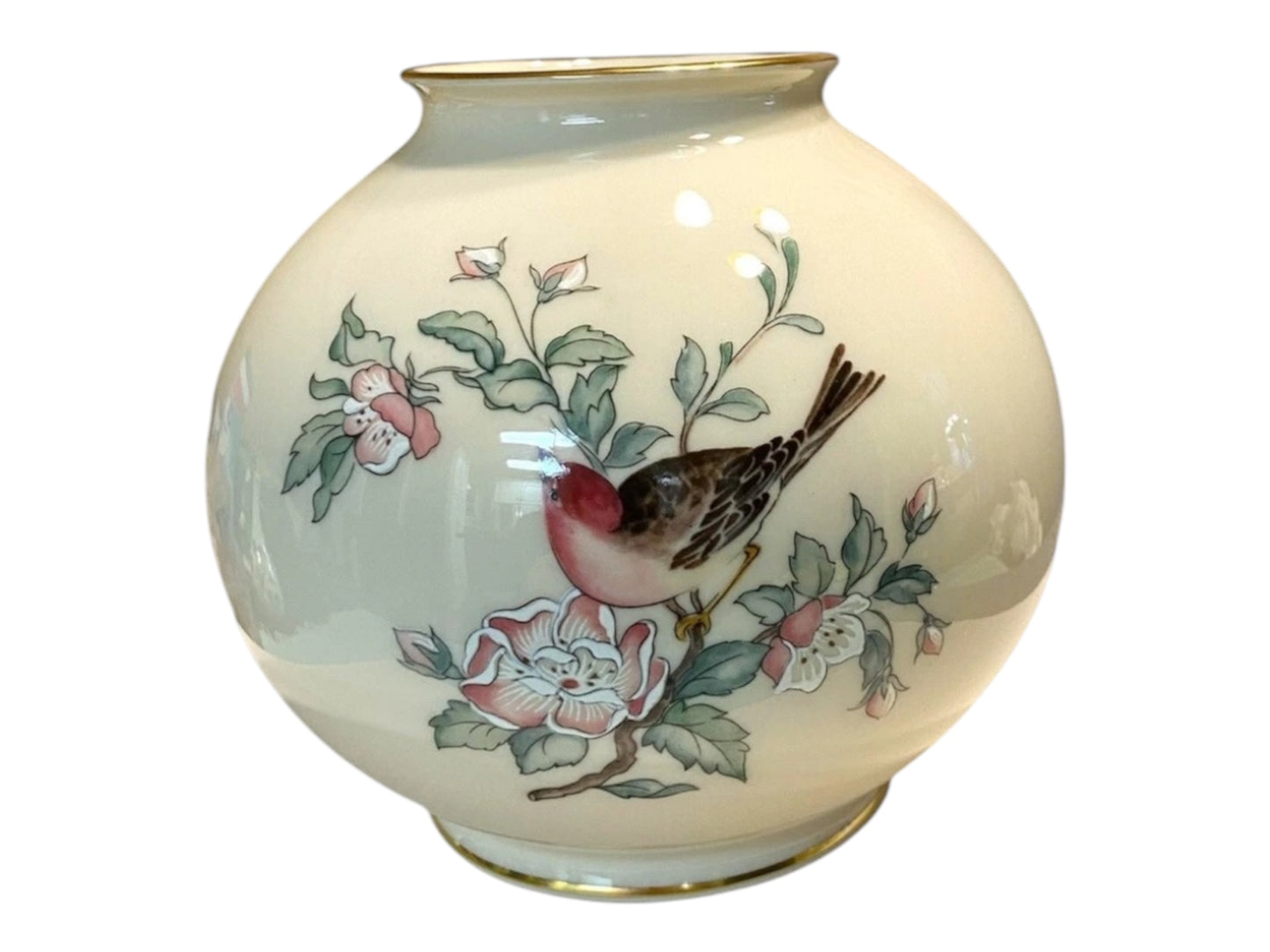 LENOX CHINA SERENADE GLOBE VASE SMALL Hand decorated 24K Gold Trim