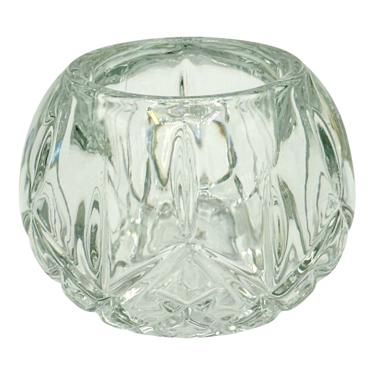 2 VTG Homco Votive Tea Light Candle Holders 2.5" Crystal Glass 1970’s USA Decor