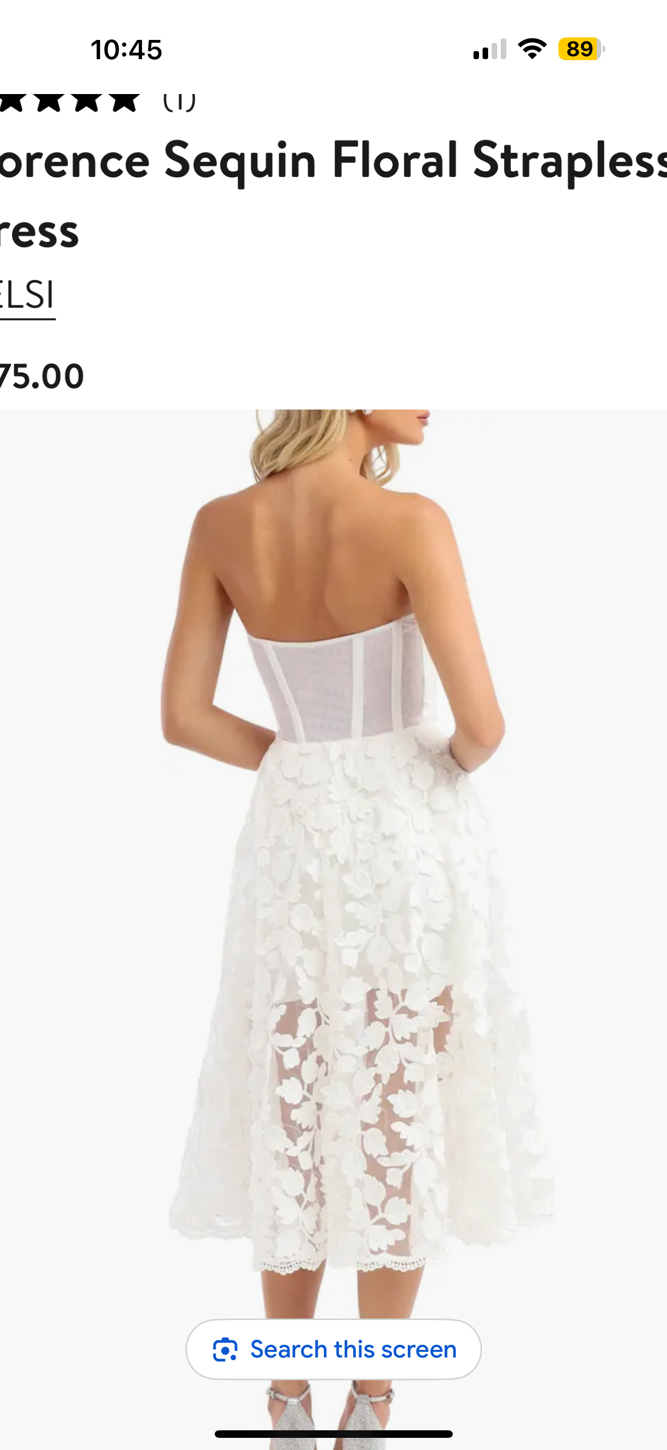 HELSI Florence Sequin Floral Strapless A-Line Midi Dress Large NEW Pre Post Wedding Party