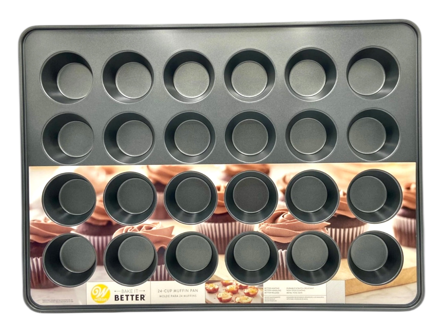 WILTON 24 Muffin Cupcake Baking Pan Non-Stick Cups  21" x 15" NEW Baker Holidays