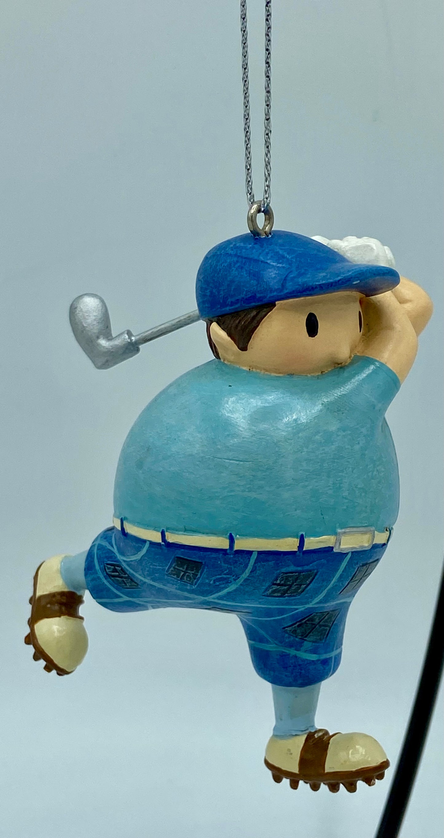 Fat Golfer Blue Pants Shirt Swinging Golf Club 3” Christmas Ornament Midwest CBK