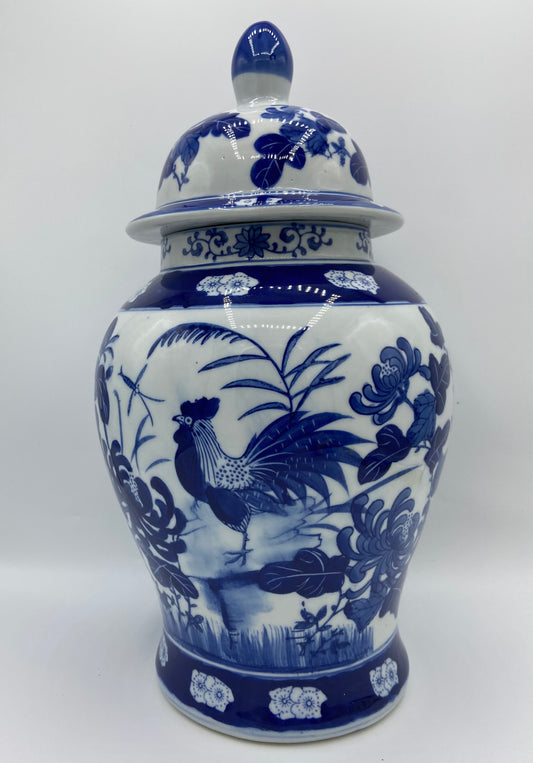 Seymour Mann China Large Rooster Ginger Jar Vase 13 inches Gently PreOwned