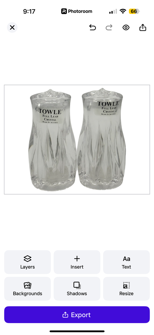 Towle Lead Crystal Salt&Pepper New No Box
