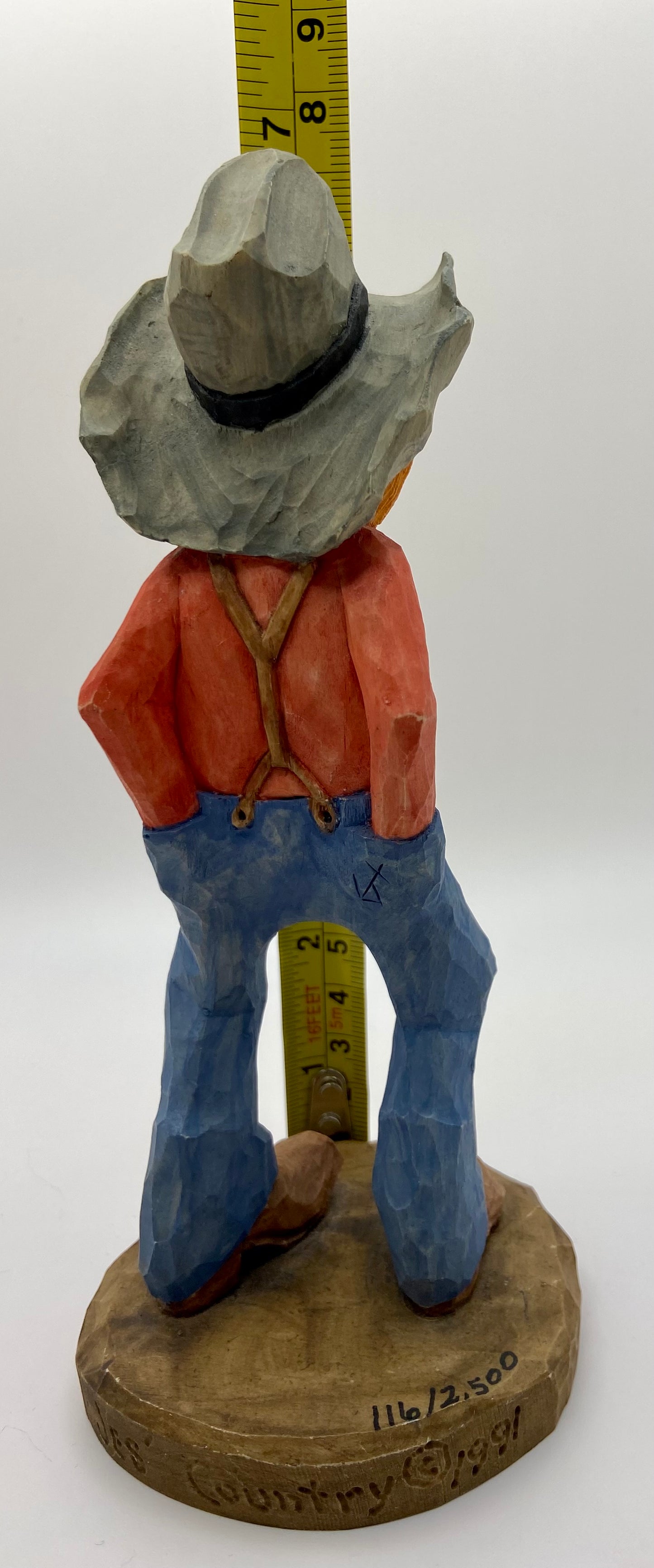 Cowboy Jes Hand Carved Sculpture Country 1991 Numbered 116/2500 Vintage