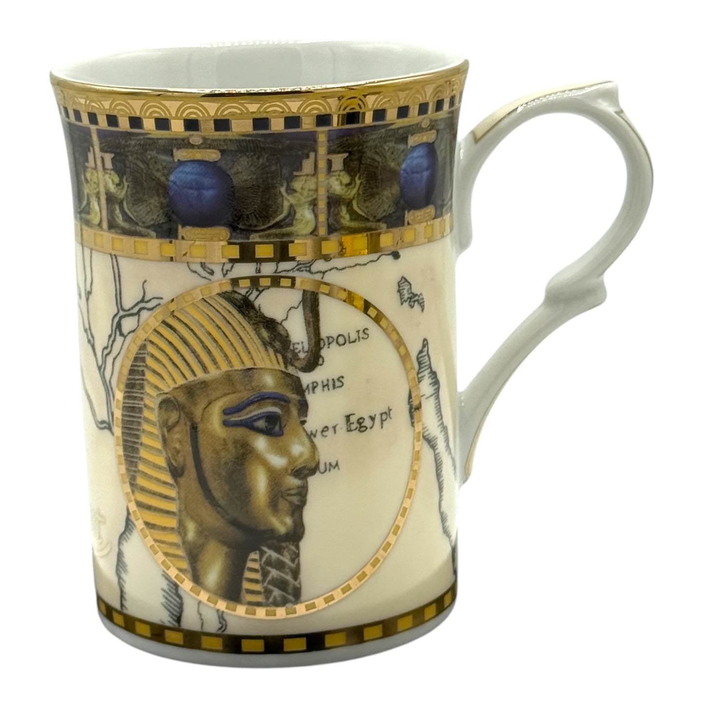 FM Fathy Mahmoud Fine Porcelain Limoges Beige Gold Gilt Egypt Cup Mug Replacement