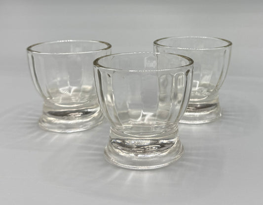 Vintage Bartlett-Collins Clear Glass Ribbed Egg Cups Set Of 3 Depression Era