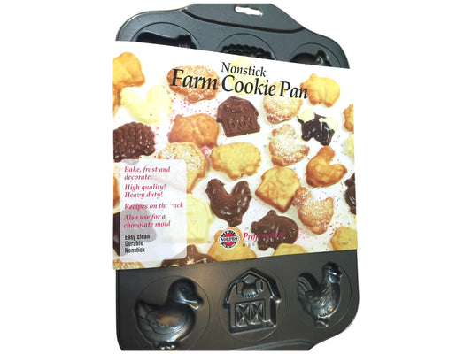 Norpro 3967 Nonstick Farm Cookie Pan 6 Shapes Animals and Barn Makes 12