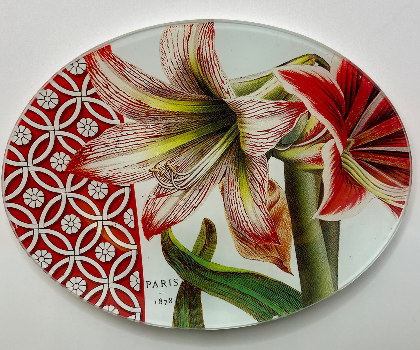 Amaryllis Soap Trinket  Dish Oval Glass 6 1/4”x 4 3/4" Michael Design Works NEW