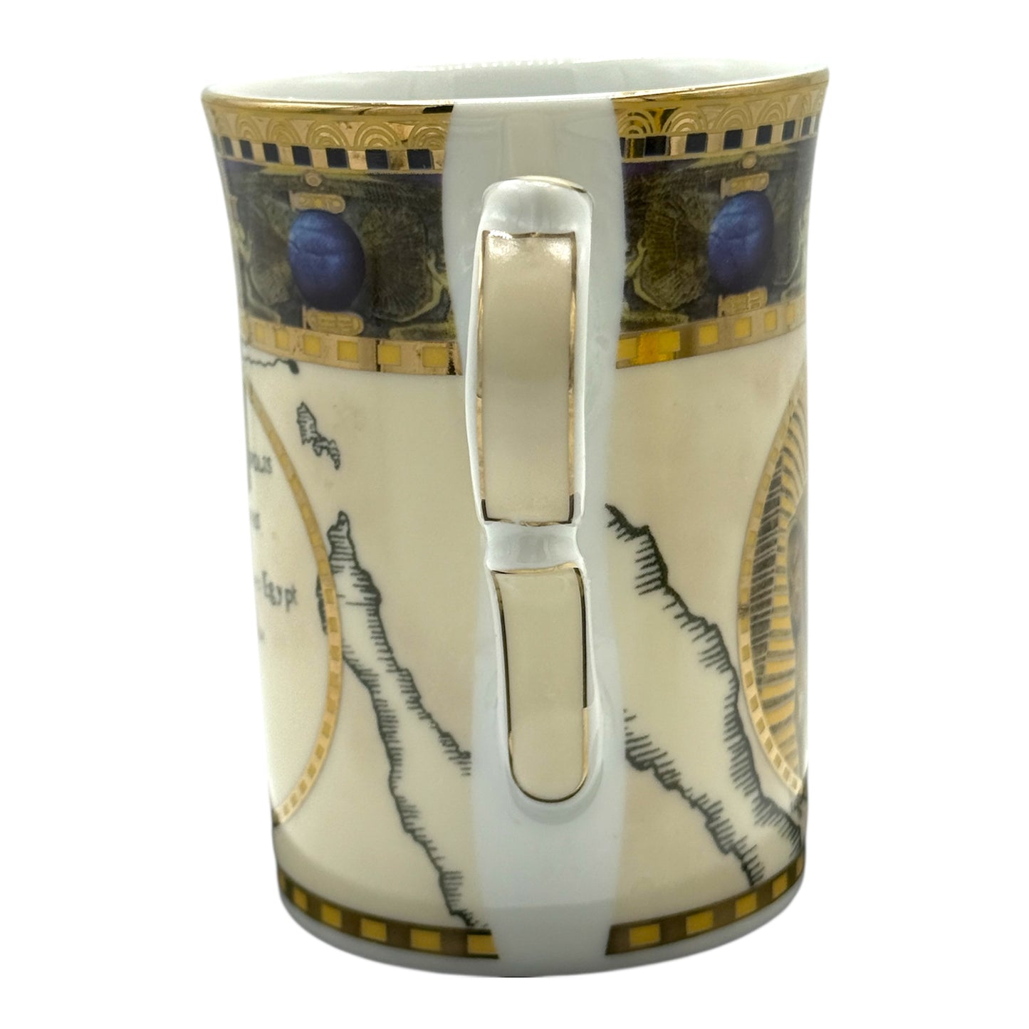 FM Fathy Mahmoud Fine Porcelain Limoges Beige Gold Gilt Egypt Cup Mug Replacement