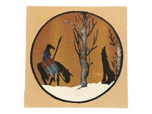 NAVAJO SandPainting “Trail Of Tears”  Signed Alex Lee 6x6 Vintage