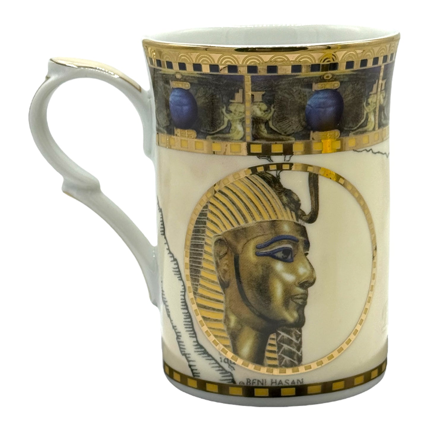 FM Fathy Mahmoud Fine Porcelain Limoges Beige Gold Gilt Egypt Cup Mug Replacement