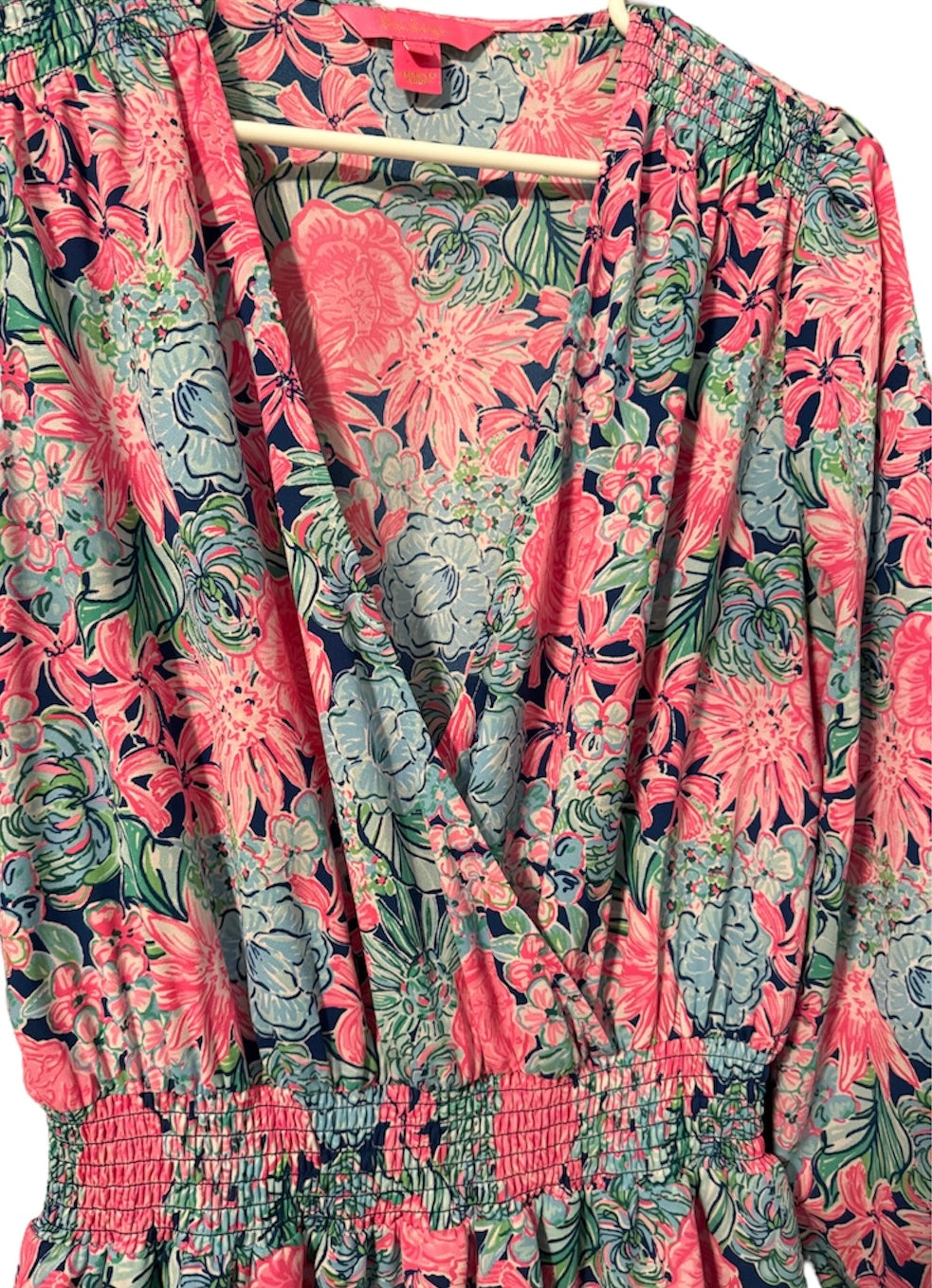 Lilly Pulitzer 12 Womens Cristiana Pink Stretch Long Sleeve Mini Dress