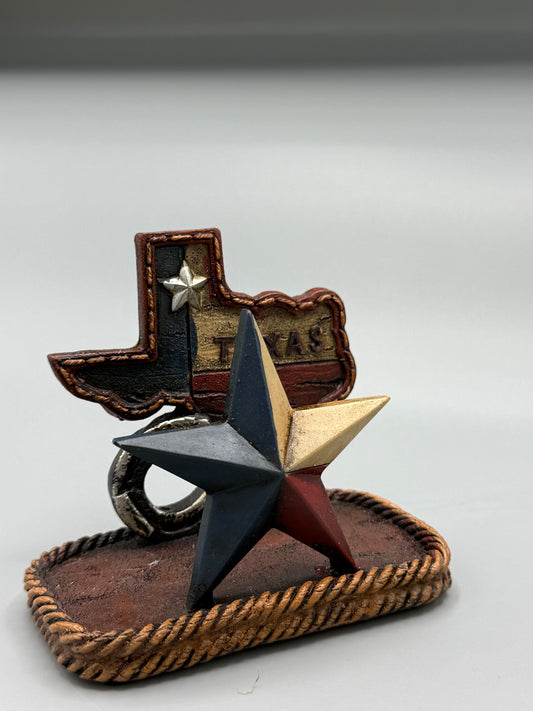 Western Rustic State of Texas Star Horseshoe Business Card Or Letter Holder New