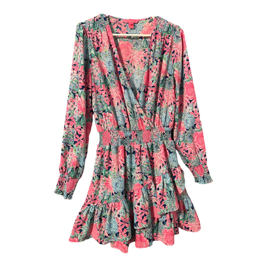 Lilly Pulitzer 12 Womens Cristiana Pink Stretch Long Sleeve Mini Dress