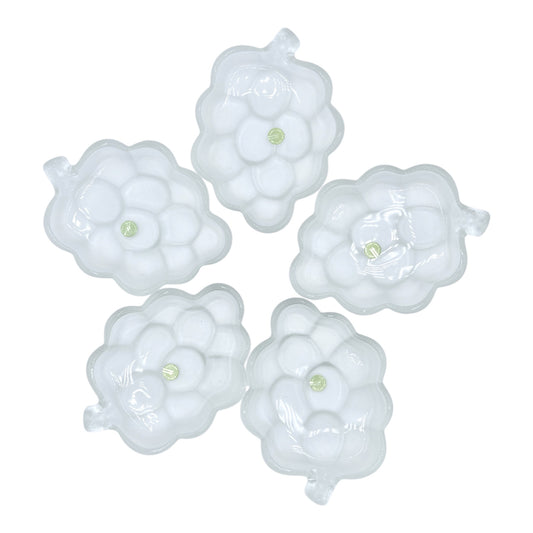Vintage Set of 5 Hoya Frosted Crystal Grape Shape Plates 6 3/8”x 4 3/4”x1”