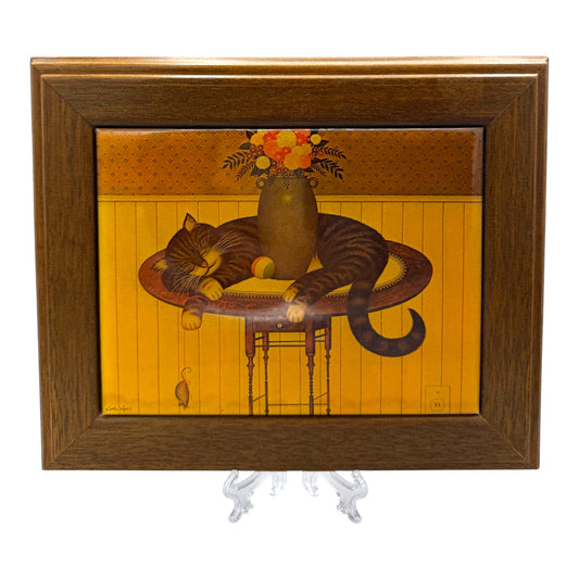 Vintage “Herkmer the Cat" Charles Wysocki  Custom Framed Art Americana Signed