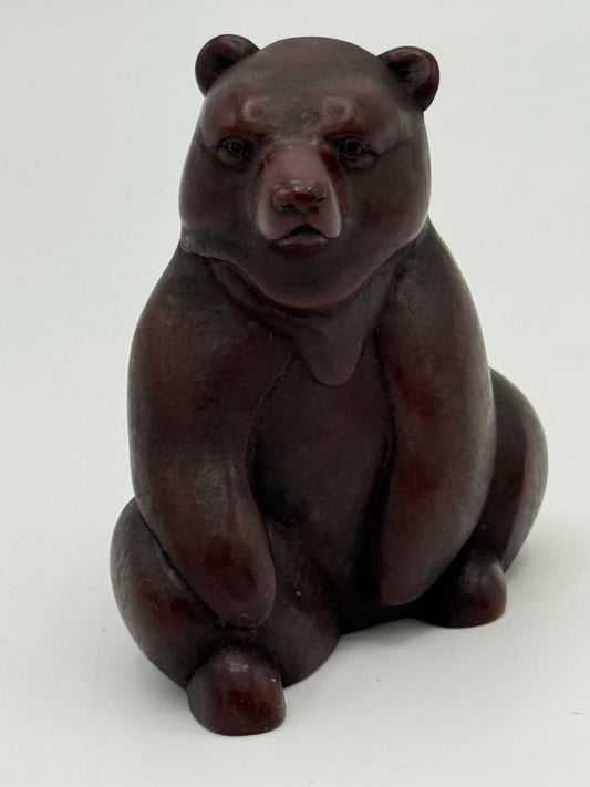 Vintage Carved BOMA Sitting Bear 3” Figurine Statue Canada Signed