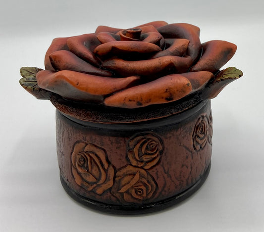 Round Rose Trinket Jewelry Box  Cottage Core Country Chic Gift Rustic Cowgirl